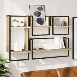 Set rafturi perete cu bare, 4 buc. stejar sonoma lemn prelucrat GartenMobel Dekor