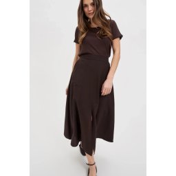 Marisse Brown Skirt With A Slit