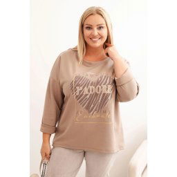 Kesi Włoski Women's Plus Size washed hoodie with a print graphite