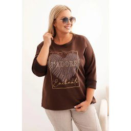 Kesi Włoski Women's Plus Size washed hoodie with a print graphite