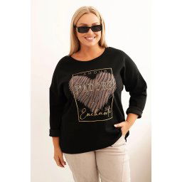 Kesi Włoski Women's Plus Size washed hoodie with a print graphite