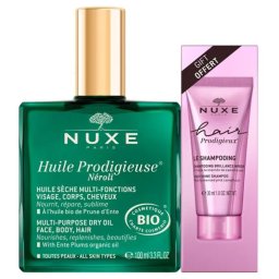 Nuxe Huile Prodigieuse Néroli Multi-Purpose Dry Oil 100 ml + Hair Prodigieux HighShine Shampoo 30 ml