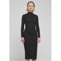 Women's ribbed turtleneck dress black