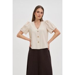 Marisse Beige Viscose And Linen Shirt