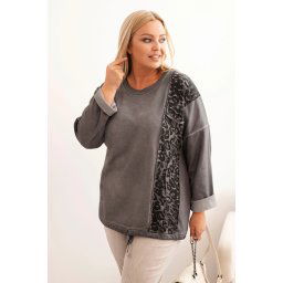 Kesi Włoski Women's Plus Size washed hoodie with a print graphite