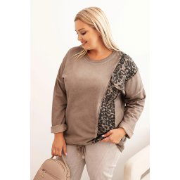 Kesi Włoski Women's Plus Size washed hoodie with a print graphite