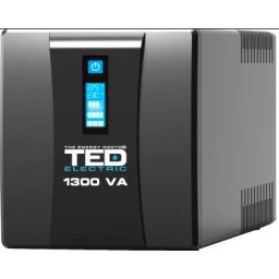 UPS 1300VA 750W cu Stabilizator si Management, 4x Schuko, Ecran LCD si 2x Acumulator 12V 7Ah, TED Electric