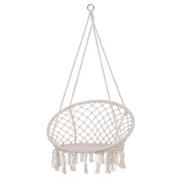 Hamac brazilian, tip scaun, Springos, crem, max 150kg, 79x80x120 cm