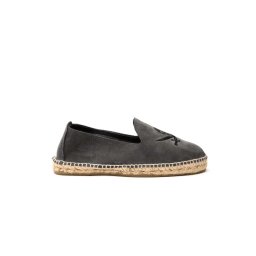 MANEBI Espadrili Palm Springs Z 5.0 C0 carbon grey + skull on tone suede with embroidery