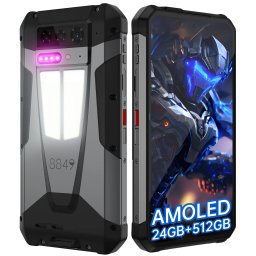 Telefon mobil Unihertz 8849 Tank 4, Negru, 5G, 6.78 AMOLED, 24GB RAM (12GB + 12GB Extensibili), 512GB ROM, Proiector DLP 720p, 50MP, Android 14, Dimensity 7300, Night Vision, 11600mAh, 66W, Dual SIM