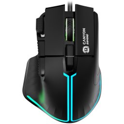 Mouse CanyonFortnax GM-636, 20000dpi, cu fir, RGB, cablu impletit 1,65M, 113x83x45mm, Negru