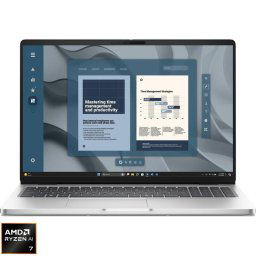 Laptop DELL Pro 16 PC16255, Display 16'' FHD+ 1920 x 1200, Procesor AMD Ryzen™ Al 7 350, Memorie RAM 16GB DDR5, Capacitate de stocare 512GB SSD, Placa video integrata AMD Radeon 860M, Windows 11 Pro, Argintiu