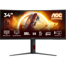 Monitor pentru gaming LED AOC CU34G4 Curbat, Displau 34" UWQHD 3440x1440, VA, 0.5 ms, 180 Hz, VESA 100x100, Negru