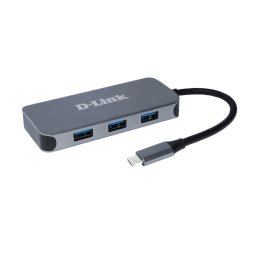 Statie de andocare D-Link 6-IN-1, DUB-2335 si replicatoare de porturi pentru calculatoare portabile prin cablu USB tip-C, Gri