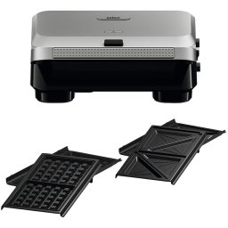 Sandwich-maker BRAUN SM5005, 800W, 2 seturi placi detasabile, invelis antiaderent premium, argintiu-negru