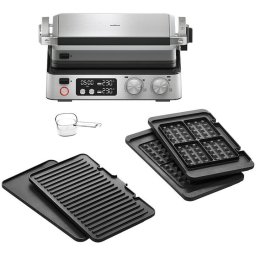 Gratar electric BRAUN MultiGrill CG7044, 2000W, 3 moduri de gatire, 2 zone de gatit cu termostate electronice independente, 2 seturi de placi detasabile, deschidere 180°, tava scurgere detasabila, argintiu