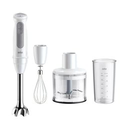 Blender de mana Braun MQ50236MWH, 1000 W, 500 ml, 21 trepte variabile si functie Turbo, Alb-Gri
