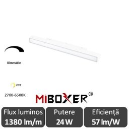 MIBOXER Proiector liniar șină magnetică Zigbee Dimabil 24W CCT Alb