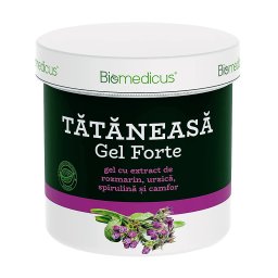 Gel Forte de Masaj cu Extract de Tătăneasă, Rozmarin, Urzică, Spirulină și Camfor Biomedicus, 250ml