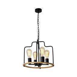 Candelabru suspendat pe lanț DATUS, 4 x E27, 40 W, 230 V, negru/maro