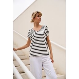 Marisse Women's T-Shirt L-Ts-4694 White_Black