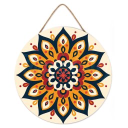 Set pictura pe numere rotunda, pe lemn, Mandala solara, O30cm