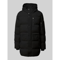 s.Oliver Geaca lunga barbati cu gluga, rezistenta la apa, Regular fit, Negru (SELECTATI MARIMEA: 2XL)