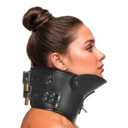Master Series Rigid Locking Posture Collar with Chin Brace Black