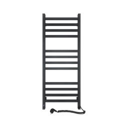 Radiator de baie tip scară cu termostat AVANGARD 227W 120x48cm, negru, montaj pe partea dreaptă
