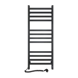 Radiator de baie tip scară cu termostat AVANGARD, 227 W, 120 x 48 cm, negru, montaj pe partea stângă