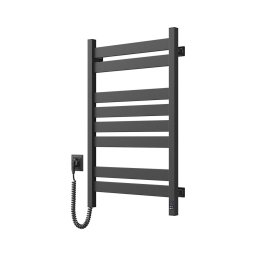 Radiator electric pentru prosoape LARGO cu termostat, 168W, 80x50 cm, negru, montare pe partea stângă