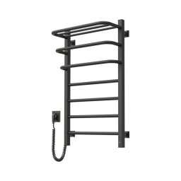 Uscător electric pentru prosoape FORTIS cu termostat, 155 W, 80 x 48 cm, negru, racordare pe dreapta