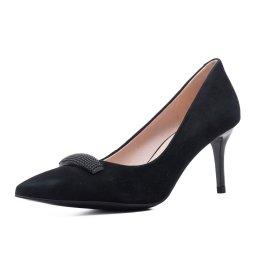 Pantofi dama din piele naturala nabuc, Epica, JIJI70005A 01-I, negru