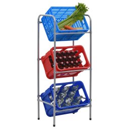 Raft de depozitare pentru 3 lazi, argintiu, 50x33x116 cm, otel GartenMobel Dekor