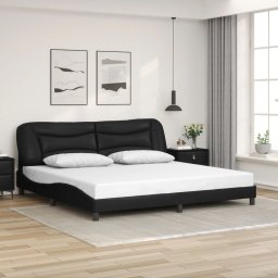Cadru de pat cu tablie, negru, 200x200 cm, piele ecologica GartenMobel Dekor