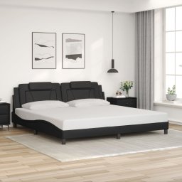 Cadru de pat cu tablie, negru, 200x200 cm, piele ecologica GartenMobel Dekor