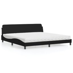 Pat cu saltea, negru, 200x200 cm, piele ecologica GartenMobel Dekor