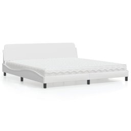 Pat cu saltea, alb, 200x200 cm, piele ecologica GartenMobel Dekor