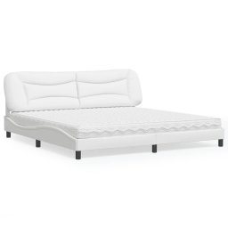 Pat cu saltea, alb, 200x200 cm, piele ecologica GartenMobel Dekor