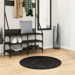 Covor HUARTE, fir scurt, moale si lavabil, negru, Ø 80 cm GartenMobel Dekor