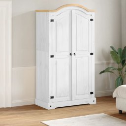 Sifonier „Corona”, alb, 102x52x186 cm, lemn masiv de pin GartenMobel Dekor