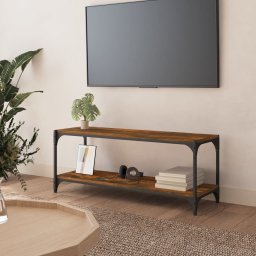Comoda TV, stejar fumuriu, 100x33x41 cm, lemn prelucrat si otel GartenMobel Dekor