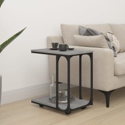 Masa laterala cu roti, gri sonoma 50x35x55,5 cm lemn prelucrat GartenMobel Dekor