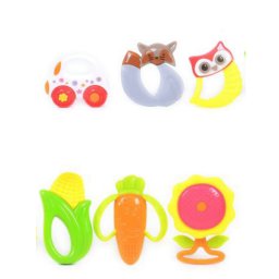 Set 6 jucarii zornaitoare, cu suprafete moi siliconate pentru dentitia bebelusilor