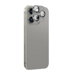 Folie de sticlă securizată pentru cameră cu ramă din aliaj de grad aviatic AmazingThing pentru Apple iPhone 16 Pro / 16 Pro Max - gri