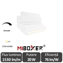 MIBOXER Proiector pliabil șină magnetică Zigbee + RF Dimabil 20W CCT Alb