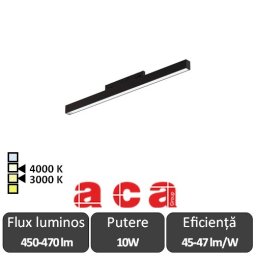 ACA Proiector liniar șina magnetică slim TLUCCA 10W 3000/4000K Negru