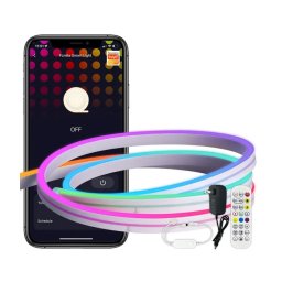 Banda LED Neon RGB inteligenta Tuya, Wi-Fi, sincronizare muzica, IP67, compatibil Alexa Google Assistant, 5m SmartWIZ