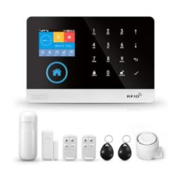 Sistem de alarma wireless, LCD, WiFi, GSM, RFID, touchscreen, control prin aplicatie, kit inteligent cu senzor si detector PIR, compatibil cu aplicatia Tuya, alerta prin SMS, apel vocal Smartwiz