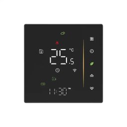 Termostat Inteligent Negru, Centrala, Smart, WIFI, 3-16A, Control prin Aplicatia Tuya, Wireless, Prindere in Doza de Perete, Control Vocal Google Home, Alexa SmartWiz